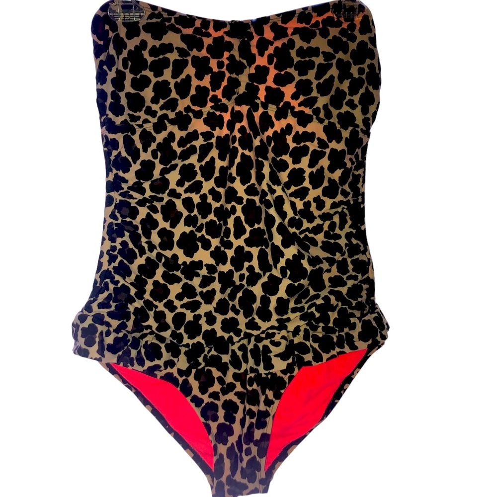 Leopard Print One-Piece bathing suit.